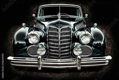 Retro Charm: A Classic Car with Vintage Design and Chrome Accents