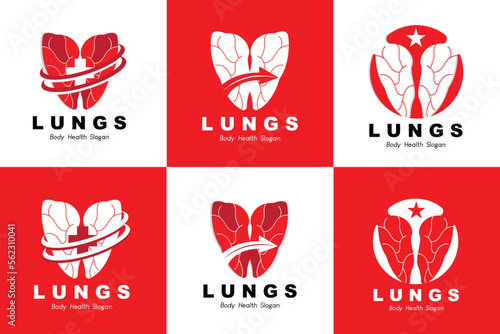 Lungs Logo Design, Body Organ Health Care Vector Illustration