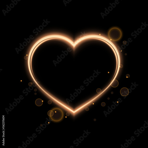 Radiant heart shape frame with shimmering fairy dust bursts. Design element for Valentine s Day. Vector for web design and illustrations.