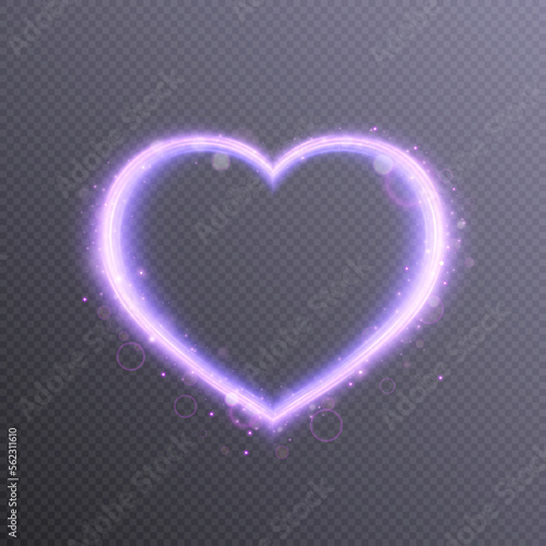 Radiant heart shape frame with shimmering fairy dust bursts. Design element for Valentine's Day. Vector for web design and illustrations.