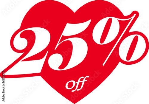 Valentines Day Sale 25 Percent Discount Tag