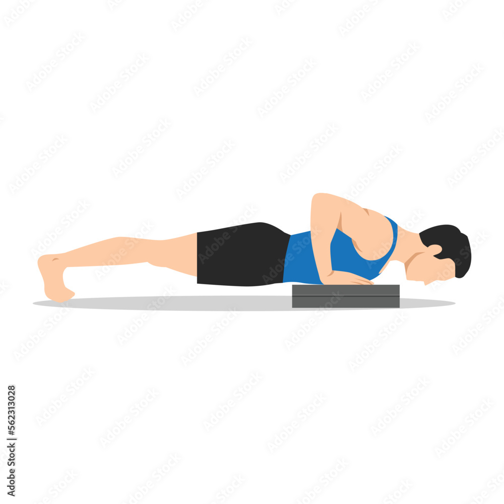 Man doing the deficit push up. Flat vector illustration isolated on white background. Man doing the deficit push up. Flat vector illustration isolated on white background.