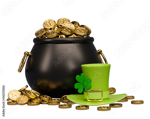 Murais de parede St Patricks day elements hat with pot of gold cutout