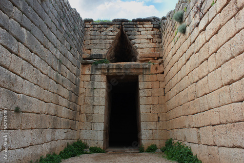 Tholos tomb of Atreus or Agamemnon in the ancient Greek city Mycenae, Peloponnese Greece