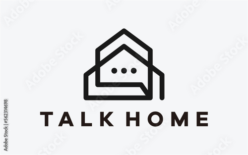logo home and chat talk line simple modern creative