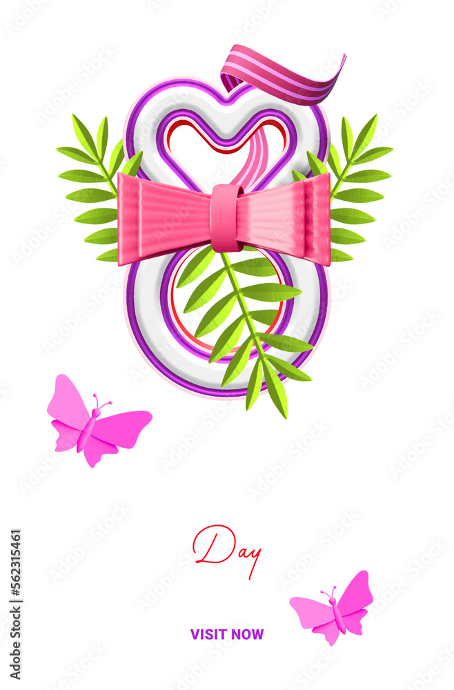 Obraz premium International women's day 8 march 3d render cutout