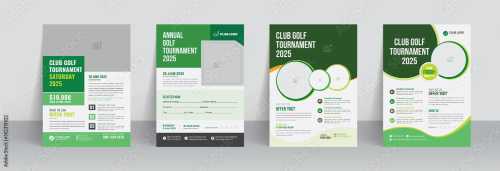 Golf tournament flyer template with sports event poster and annual brochure cover design Golf tournament flyer template with sports event poster and annual brochure cover design
