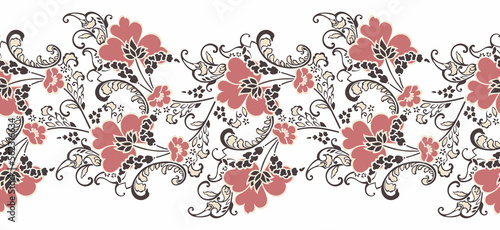 Vector seamless tribal floral border design
