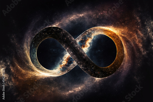 Generative AI illustration of reincarnation as infinity of universe photo
