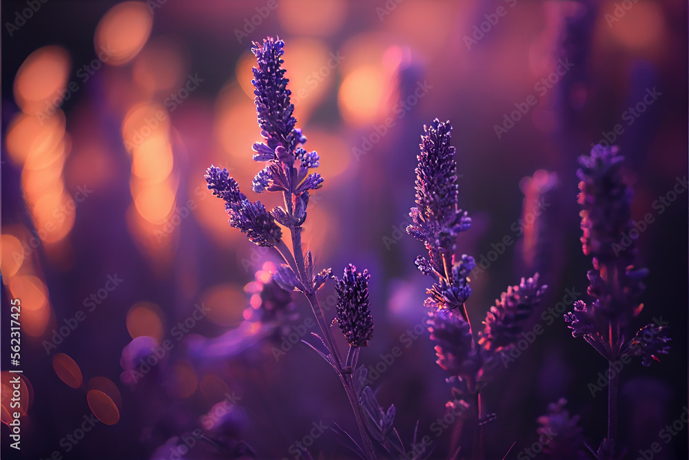 Obraz premium Lavender Close-up Background. generative ai