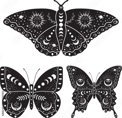 Mystical Butterfly on white background