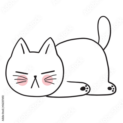Cartoon cute character white cat vector.