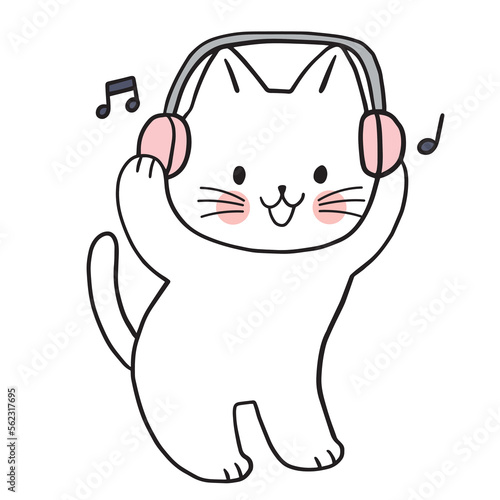 Cartoon cute character white cat vector.