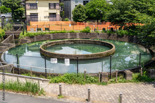 circular tank diversion is divided in a water rural area in Japan.