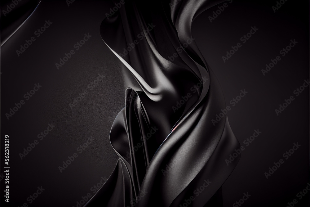 Fototapeta premium Black satin silk background. generative ai