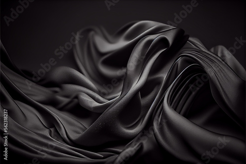 Black satin silk background. generative ai