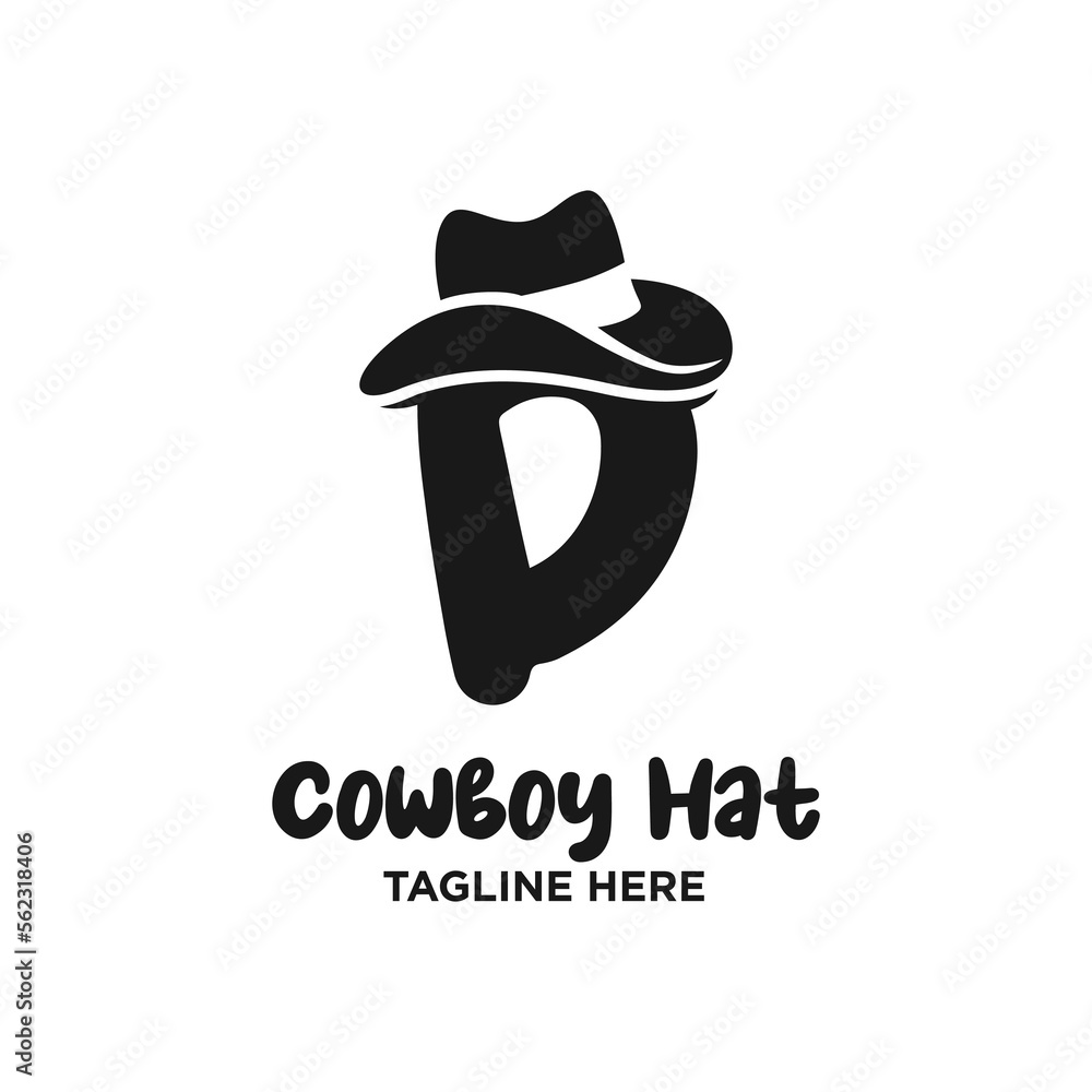 Obraz premium Letter D Cowboy Hat Logo Design Template Inspiration, Vector Illustration.