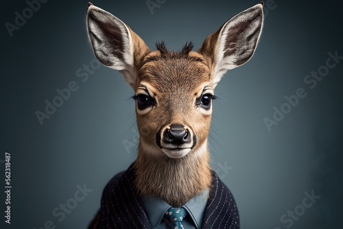 Baby deer in the business suit created with Generative AI technology