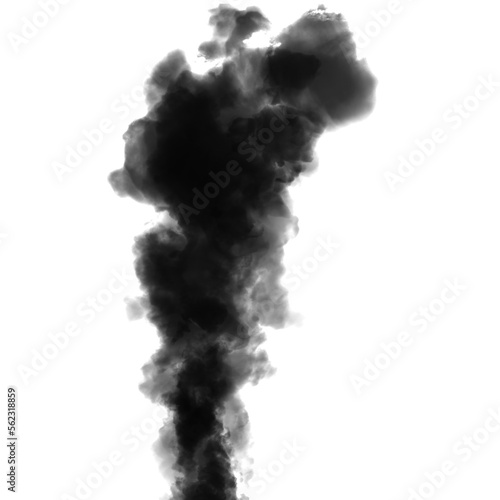 Abstract black puffs of smoke swirl overlay on transparent background pollution. Royalty high-quality free stock PNG image of smoke overlays on transparent background. Black smoke swirls fragments