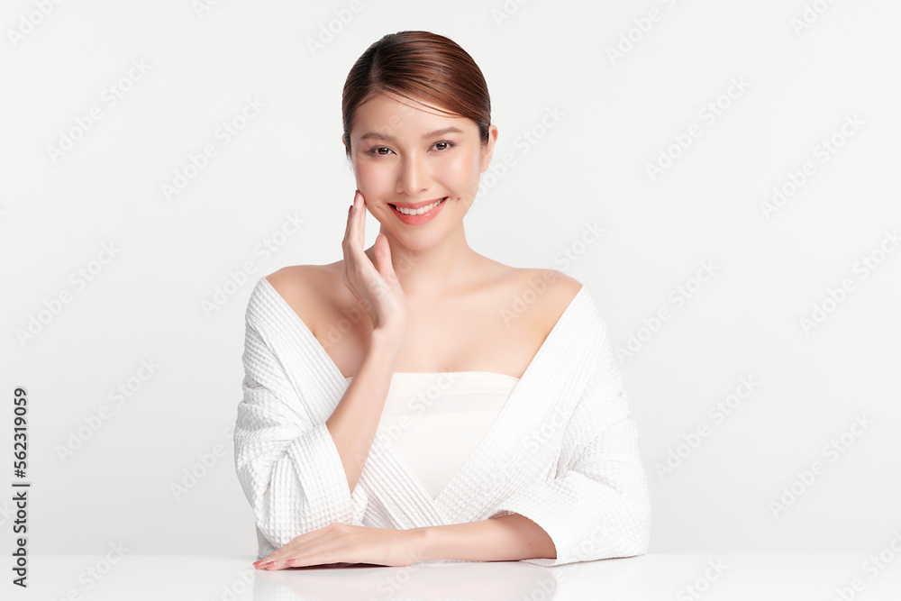 Beautiful young asian woman with clean fresh skin on white background, Face care, Facial treatment, Cosmetology, beauty and spa, Asian women portrait. Beautiful young asian woman with clean fresh skin on white background, Face care, Facial treatment, Cosmetology, beauty and spa, Asian women portrait.