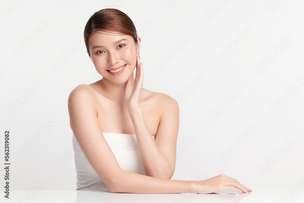 Beautiful young asian woman with clean fresh skin on white background, Face care, Facial treatment, Cosmetology, beauty and spa, Asian women portrait. Beautiful young asian woman with clean fresh skin on white background, Face care, Facial treatment, Cosmetology, beauty and spa, Asian women portrait.