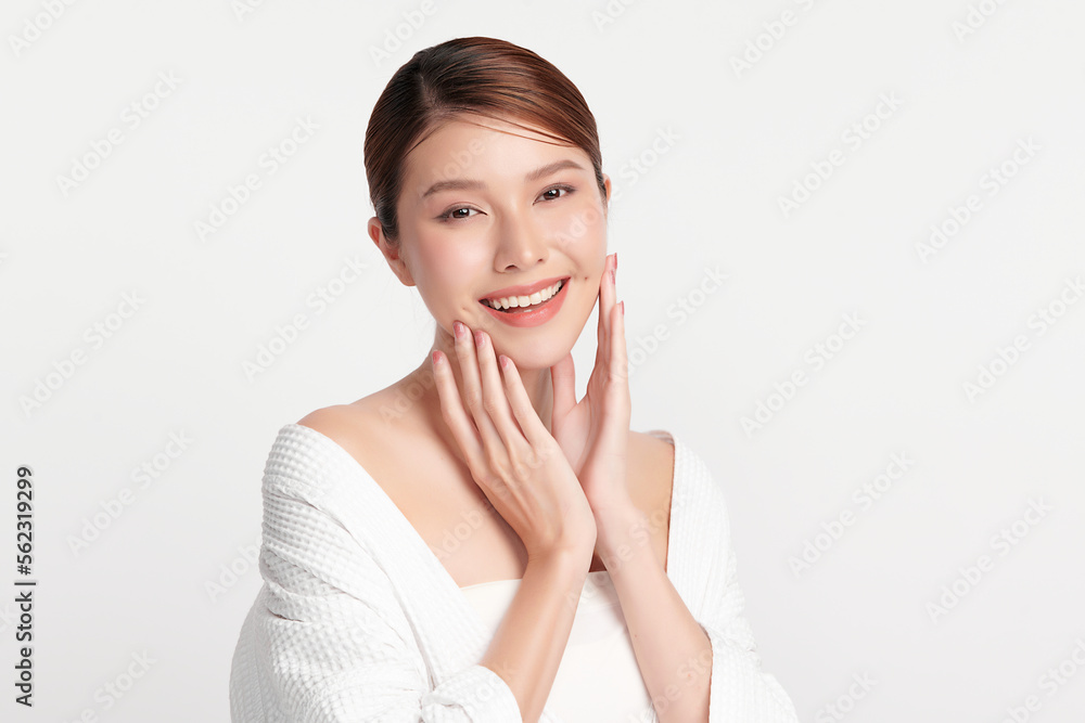 Beautiful young asian woman with clean fresh skin on white background, Face care, Facial treatment, Cosmetology, beauty and spa, Asian women portrait. Beautiful young asian woman with clean fresh skin on white background, Face care, Facial treatment, Cosmetology, beauty and spa, Asian women portrait.