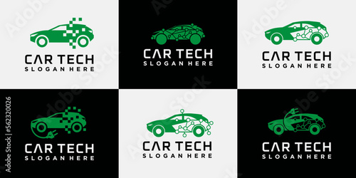 high-tech modern car logo design, car technology logo, tech car performance tuning