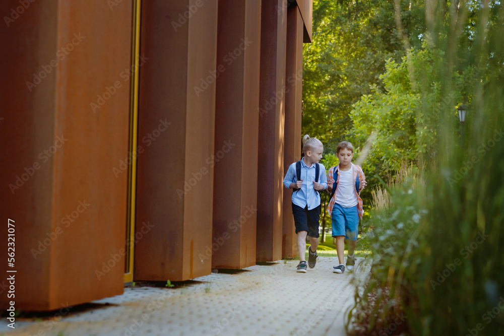 children go to school. Begining of academic year children go to school. Begining of academic year