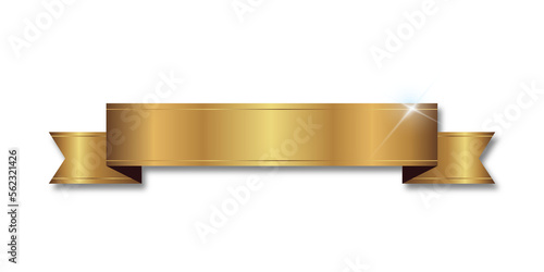 ribbon vintage gold Christmas Celebration. Christmas ribbon with shadow, xmas wrap element template