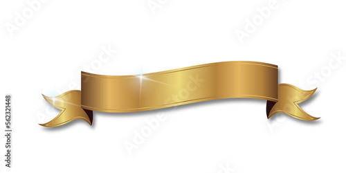 ribbon vintage gold Christmas Celebration. Christmas ribbon with shadow, xmas wrap element template