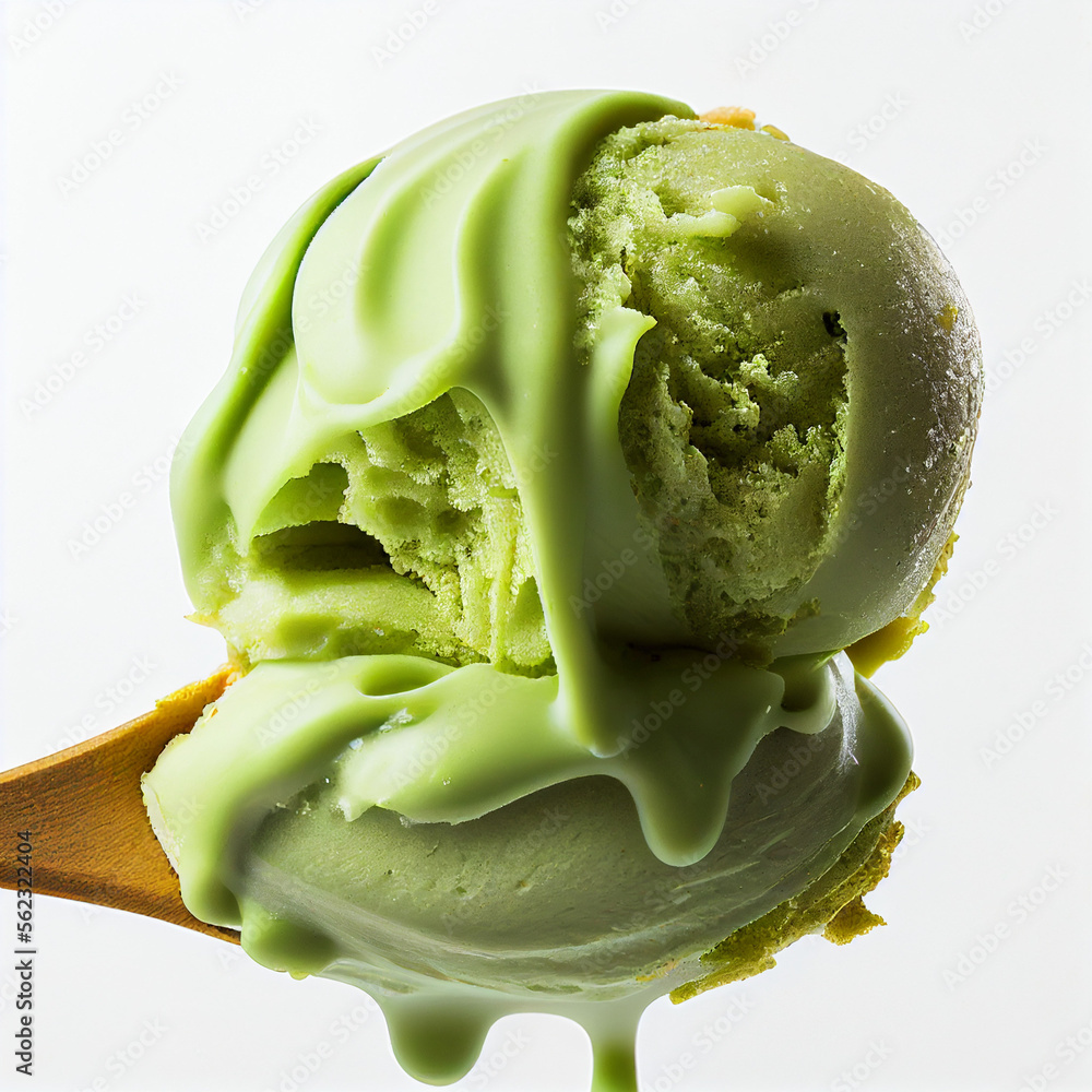 Obraz premium Matcha Green Tea ice cream - Generative AI