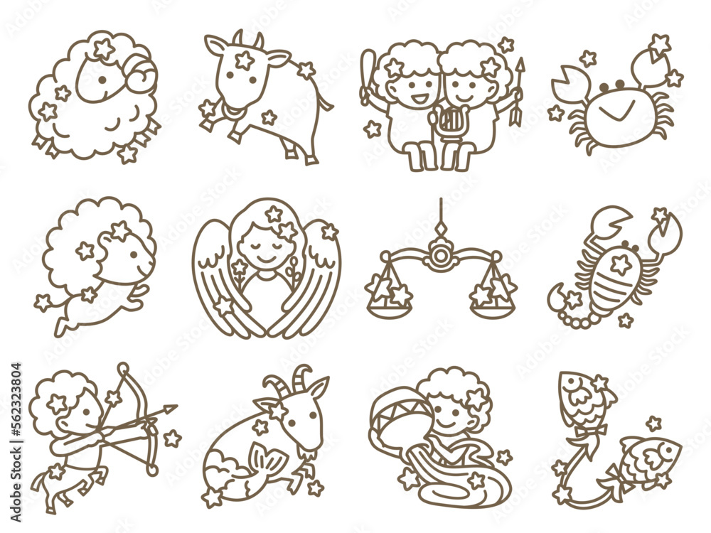 illustration set of zodiac sign