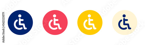 set of wheelchair in round shape and various color