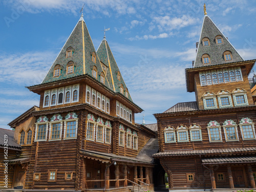 
Bright colorful tsar's log house in the Moscow region