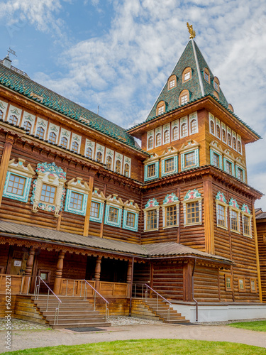 
Bright colorful tsar's log house in the Moscow region