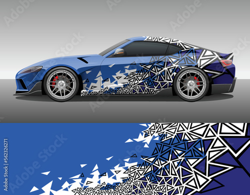 Car wrap vinyl racing decal ornament. Abstract geometric triangle camouflage sport background design print template. Vector illustration.