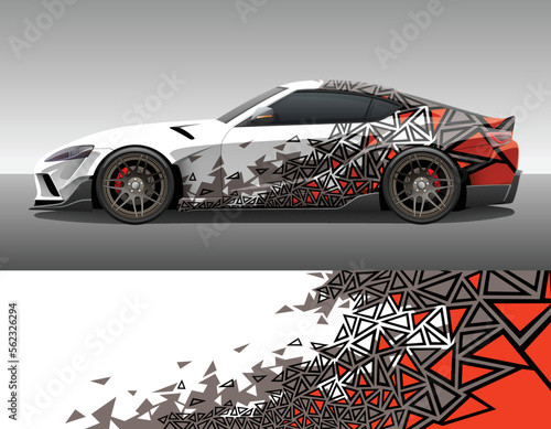 Car wrap vinyl racing decal ornament. Abstract geometric triangle camouflage sport background design print template. Vector illustration.