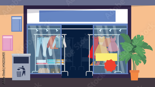 Shop window with clothes - illustration