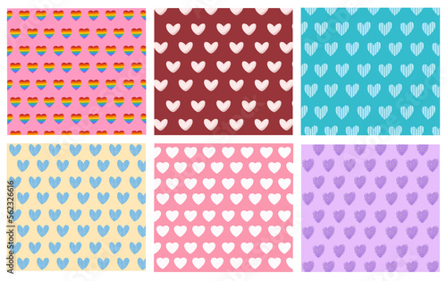 Heart pattern red greenmint purple blue pink yellow color vector.
