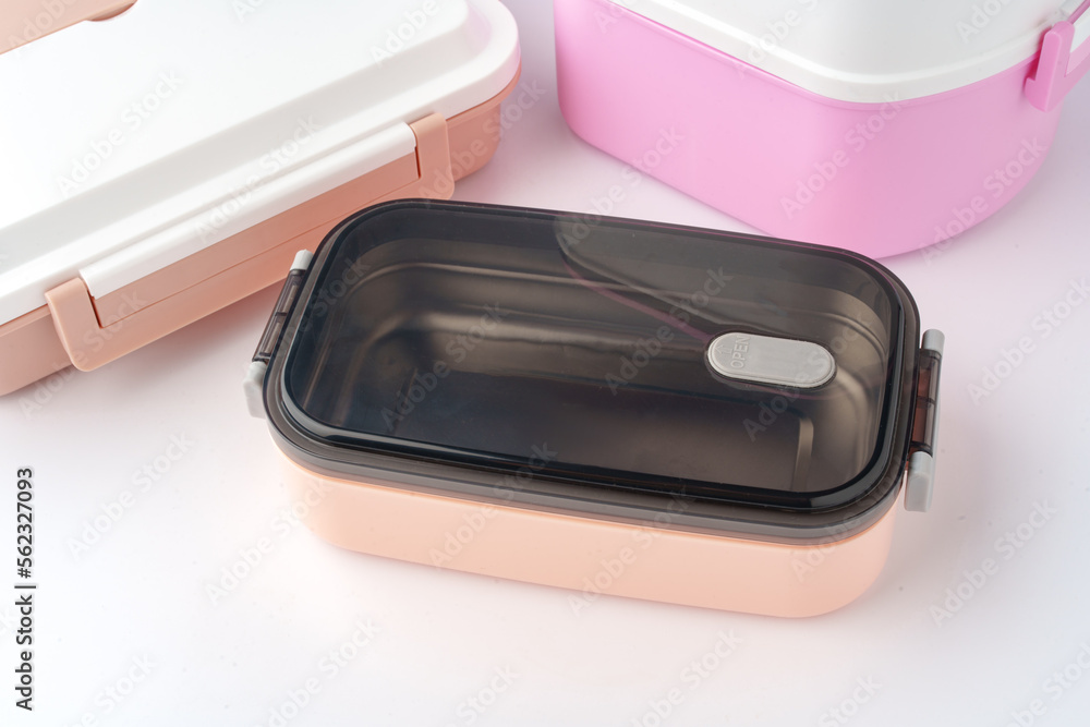 Close up of food containers isolated on white background. Close up of food containers isolated on white background.