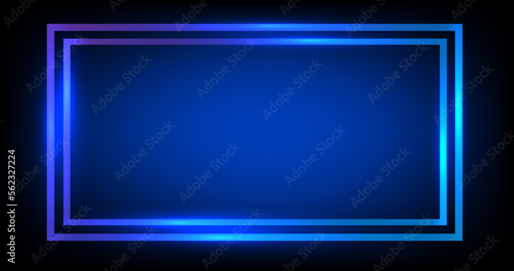 Neon double frame with shining effects on dark background. Vector illustration techno background Neon double frame with shining effects on dark background. Vector illustration techno background