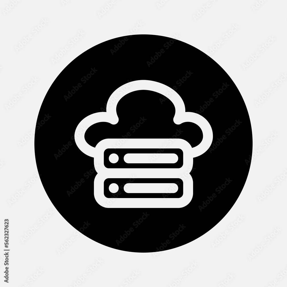 Cloud server icon in solid style about essentials, use for website mobile app presentation Cloud server icon in solid style about essentials, use for website mobile app presentation