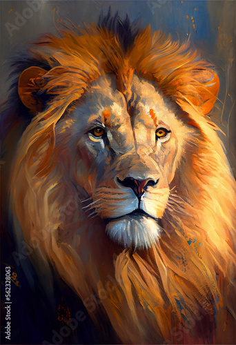 Generative Ai  Art painting style of a lion.