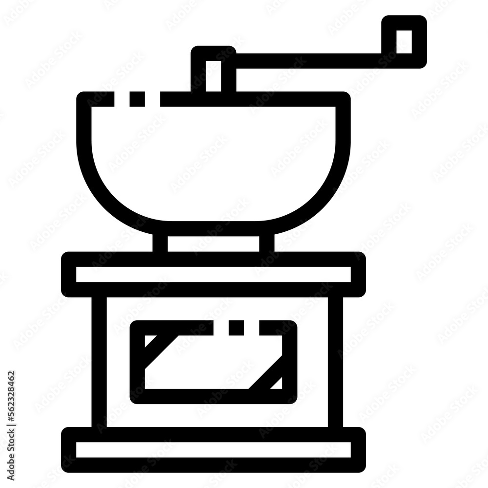 Coffee grinder. outline icon. transparency background Coffee grinder. outline icon. transparency background
