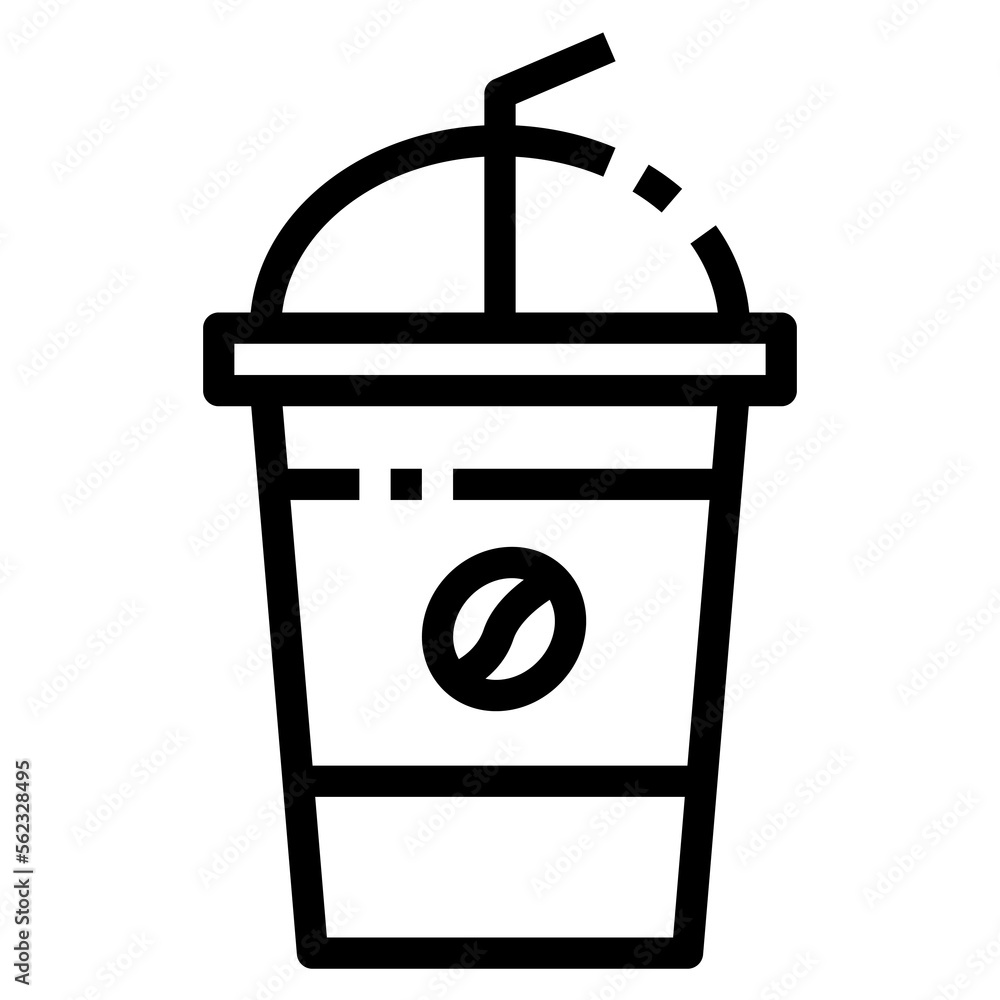 Ice coffee. outline icon. transparency background Ice coffee. outline icon. transparency background