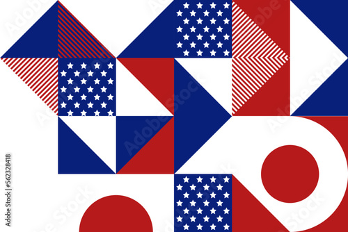 Abstract pattern  background of geometric shapes with space for text. USA colors. Happy President s Day. Template for background  invitations  greetings  web.