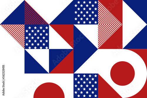Abstract pattern, background of geometric shapes with space for text. USA colors. Happy President's Day. Template for background, invitations, greetings, web.