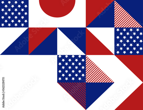 Abstract pattern, background of geometric shapes with space for text. USA colors. Happy President's Day. Template for background, invitations, greetings, web.