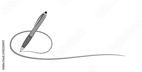 The ballpoint pen symbol with ink.
