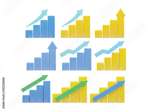 Business grow icon 3d rendering element transparent illustration